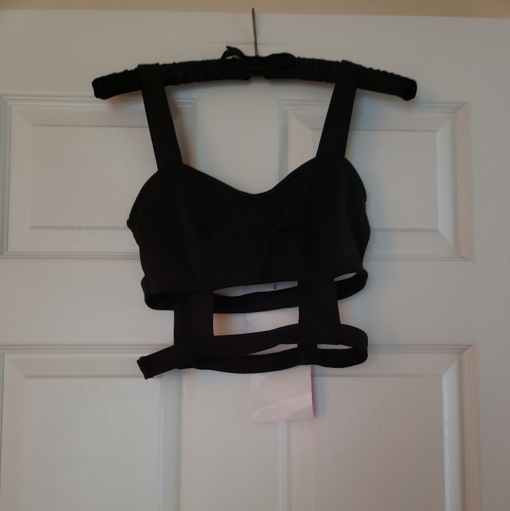 Cut out black contempo crop top